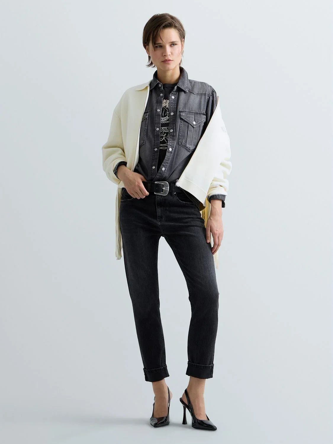 Marty boy fit-jeans - Mörkgrå – bild 1