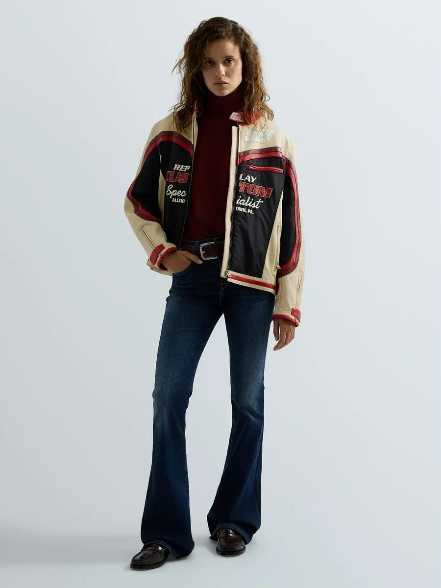 Replay Joella mörkblå utsvängda jeans