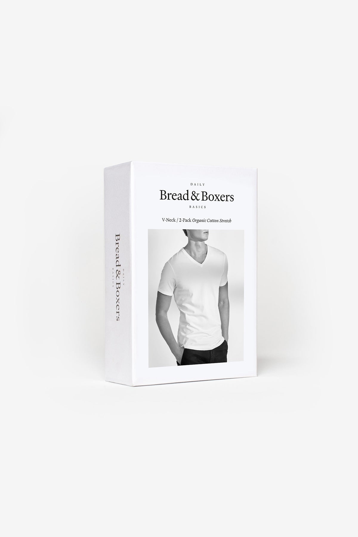 V-ringad t-shirt i ekologisk bomull, 2-pack - Svart – närbild