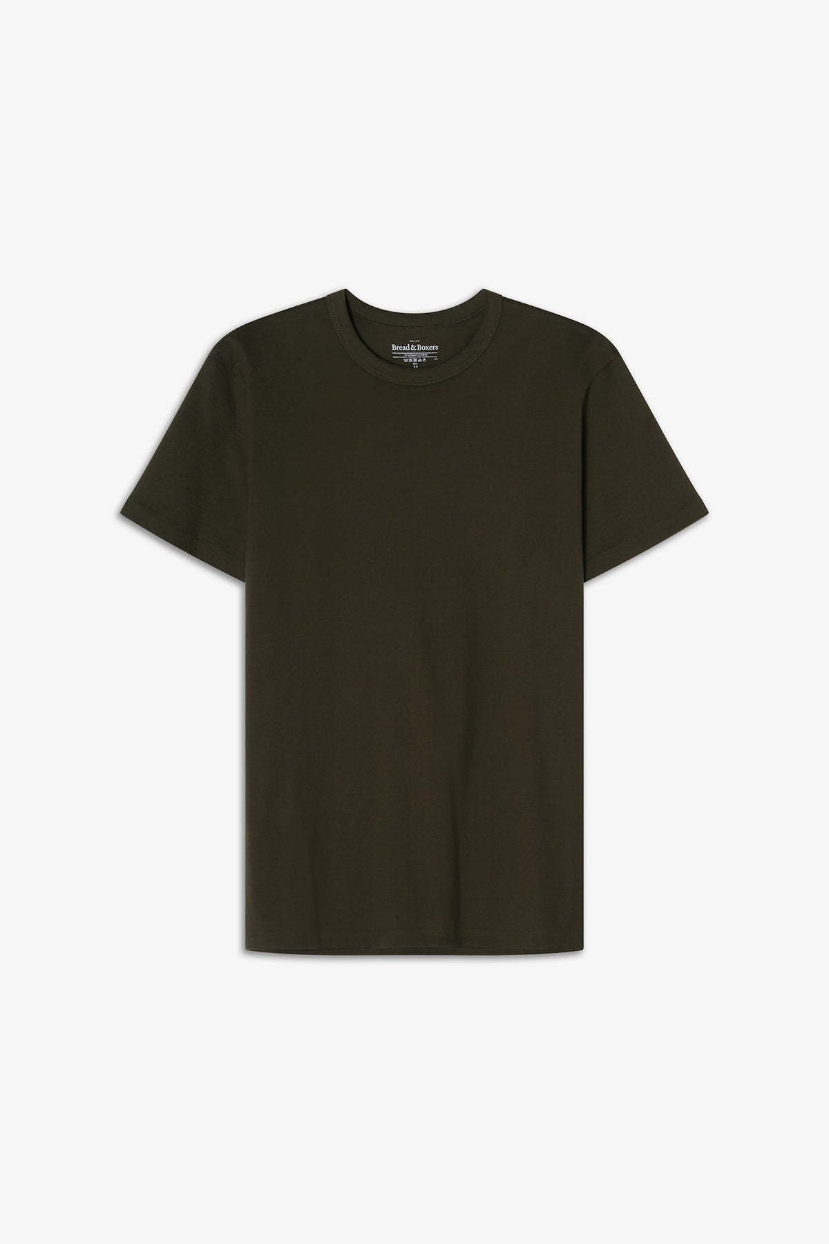 T-shirt i pimabomull med rund hals - Mörkgrön – närbild