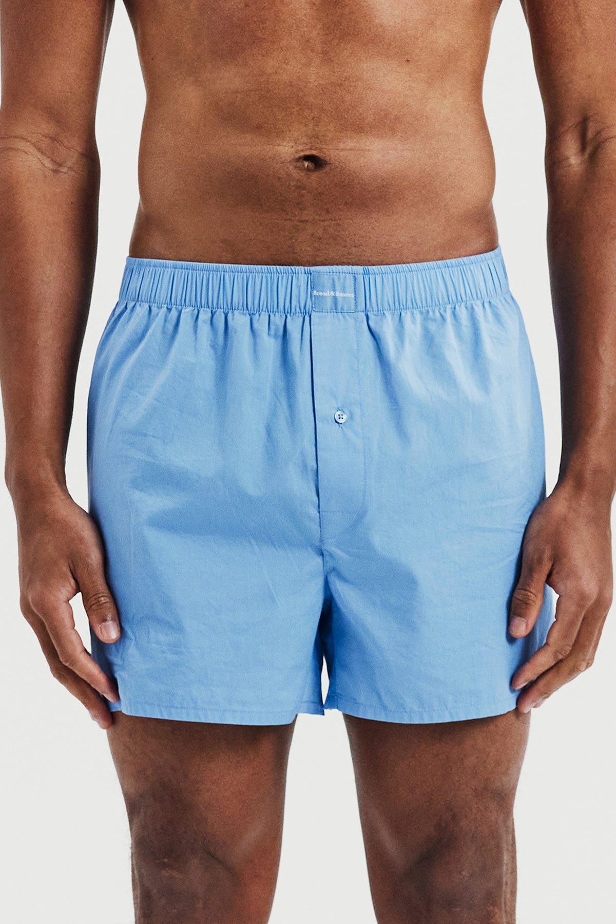 Boxershorts i bomullspoplin, 2-pack - Ljusblå – framsida