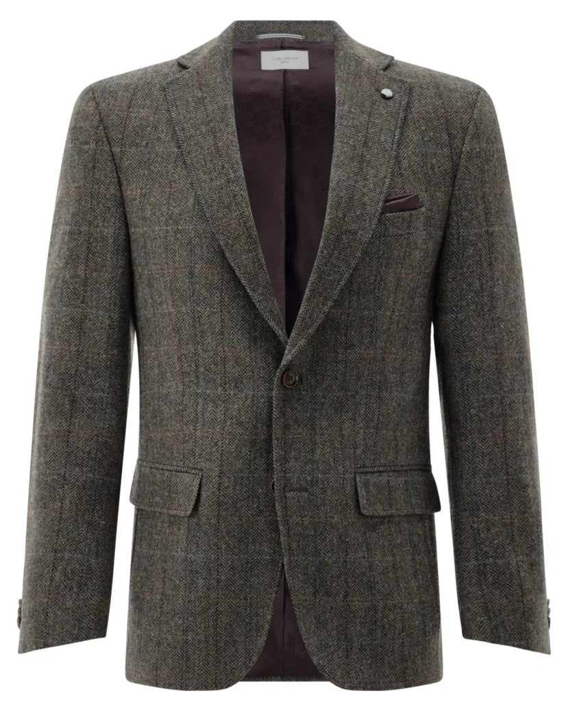 Carl Gross Theo grårutig kavaj i tweed för herr