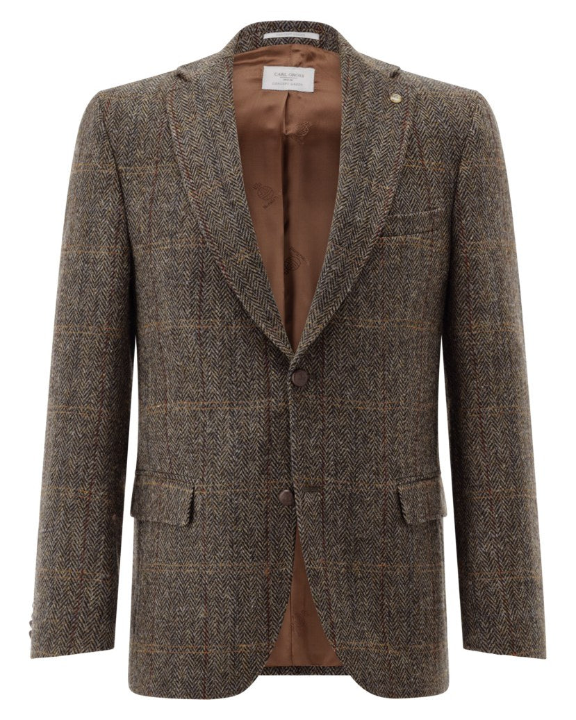 Kavaj Theo-G-HT SV i Harris Tweed, rutig - Mörkgrön – fram