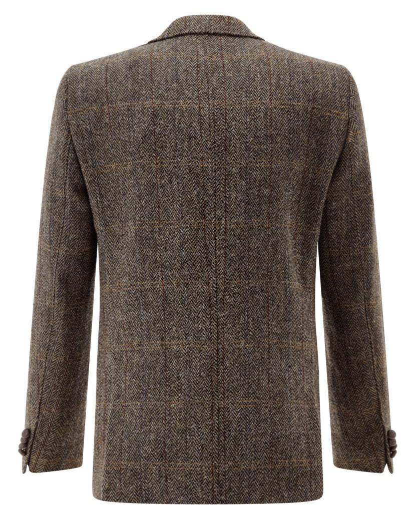 Kavaj Theo-G-HT SV i Harris Tweed, rutig - Mörkgrön – bak
