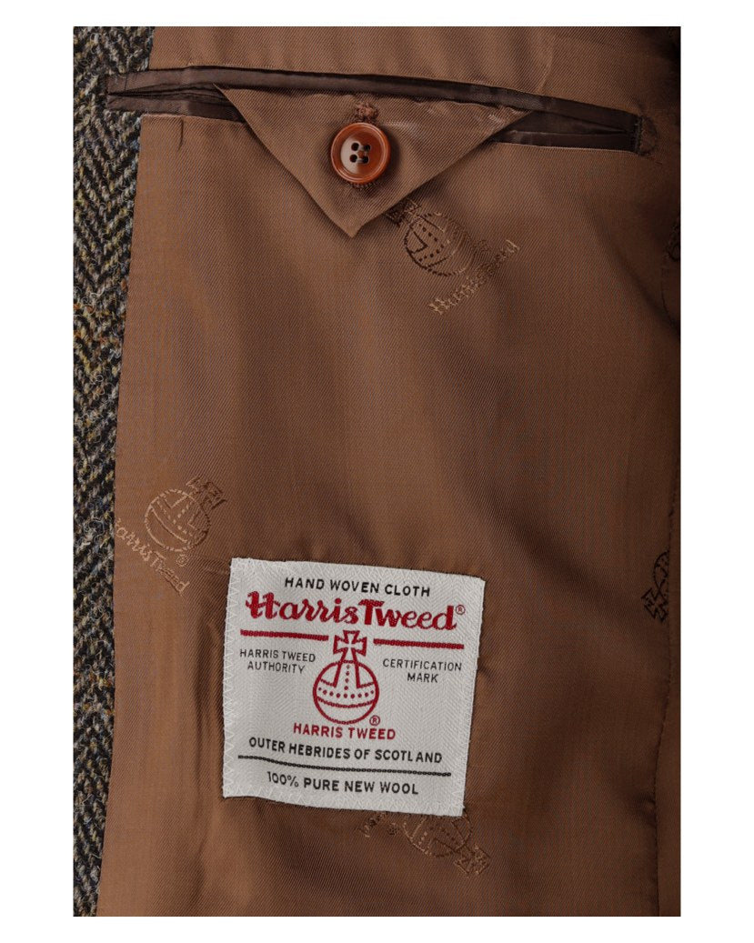 Kavaj Theo-G-HT SV i Harris Tweed, rutig - Mörkgrön – detalj