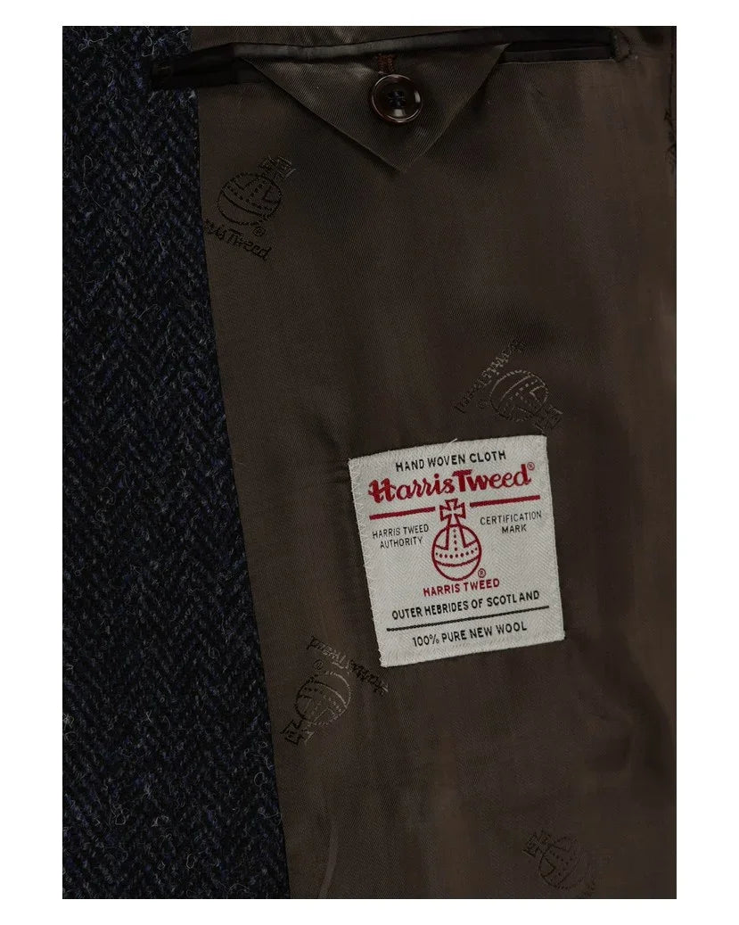 Carl Gross Theo-G-HT mörkblå kavaj i Harris Tweed fiskben