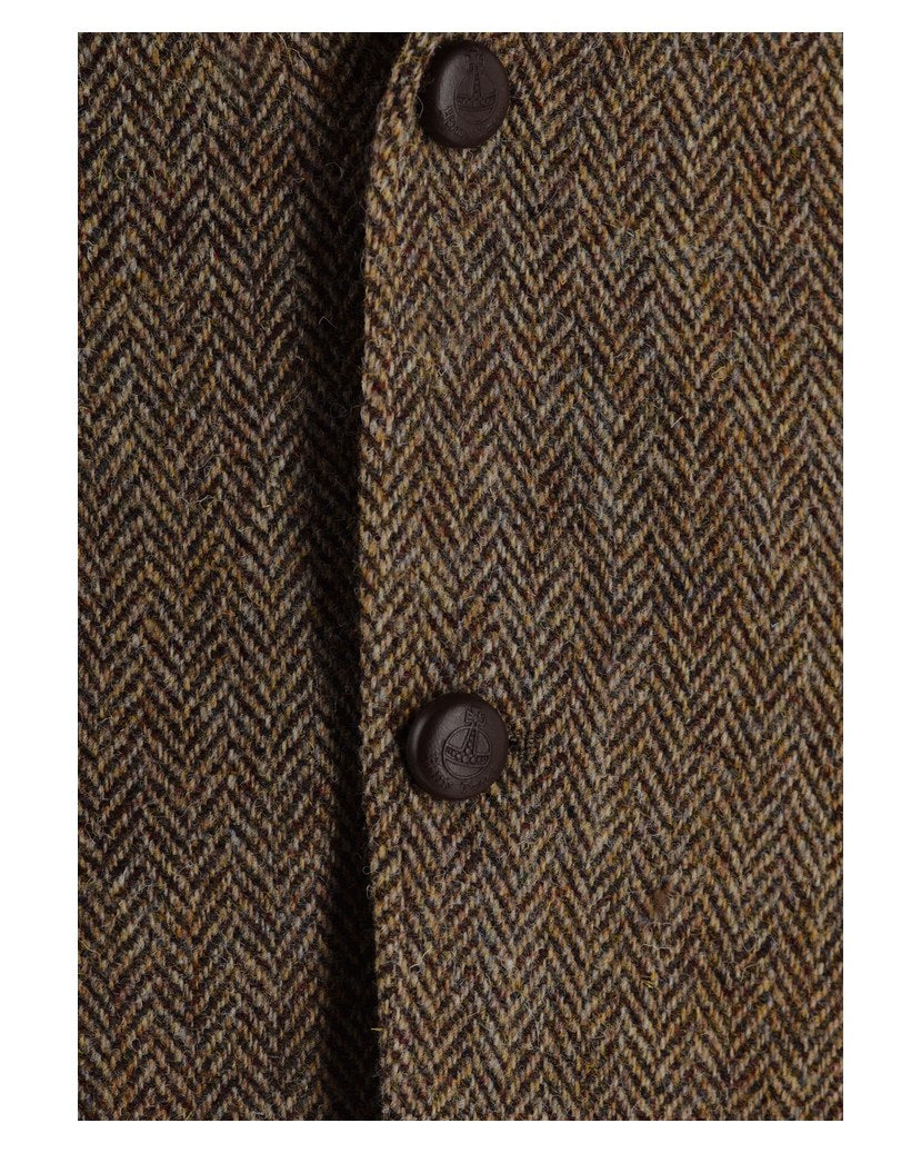 Kavaj Theo-G-HT SV i Harris Tweed, randig - Ljusbrun – detalj