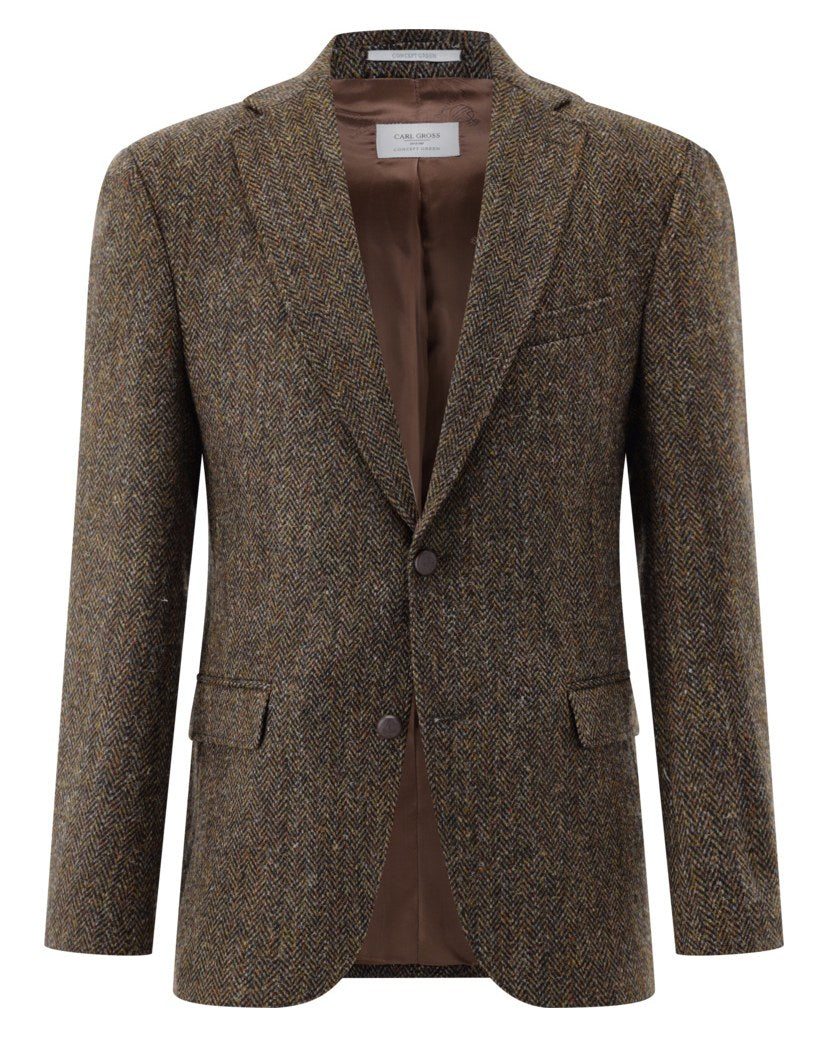 Kavaj Theo-G-HT SV i Harris Tweed, randig - Brun – fram