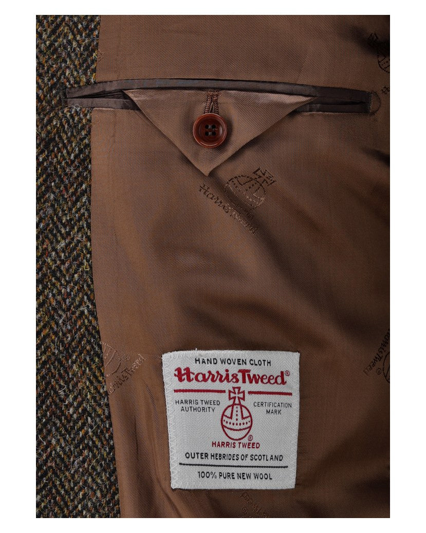 Kavaj Theo-G-HT SV i Harris Tweed, randig - Brun – detalj