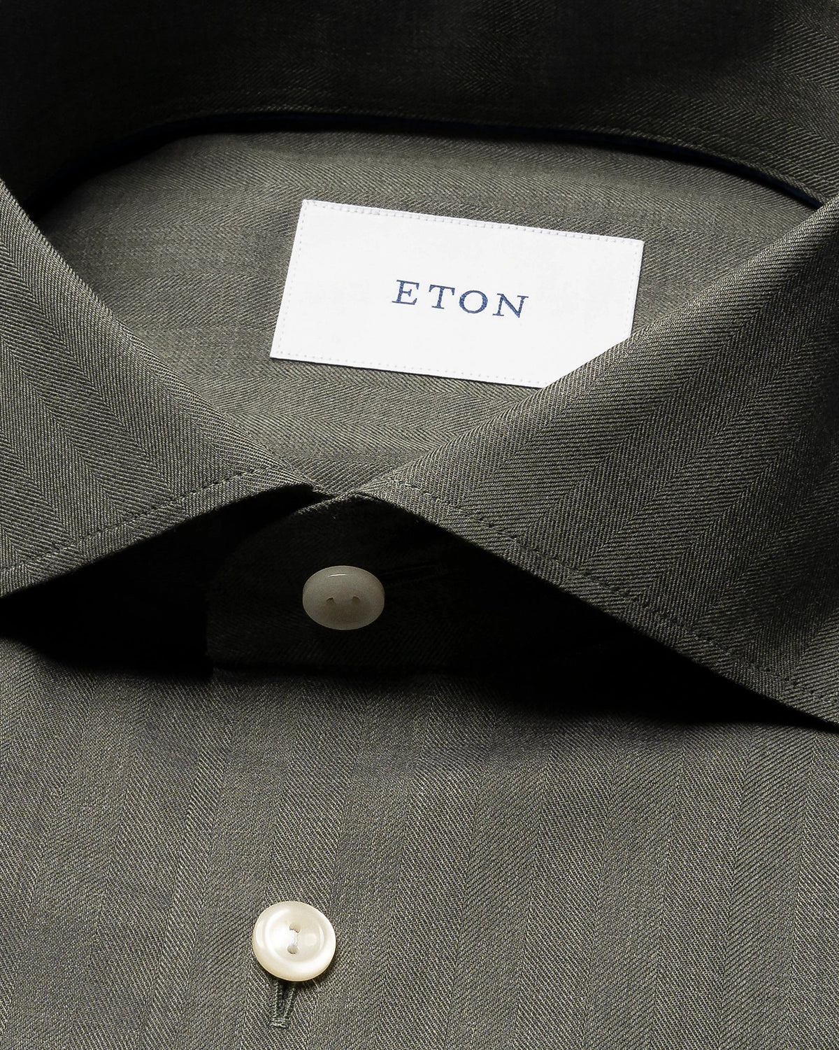 Enfärgad Signature Flannel-skjorta Classic - Mörkgrön