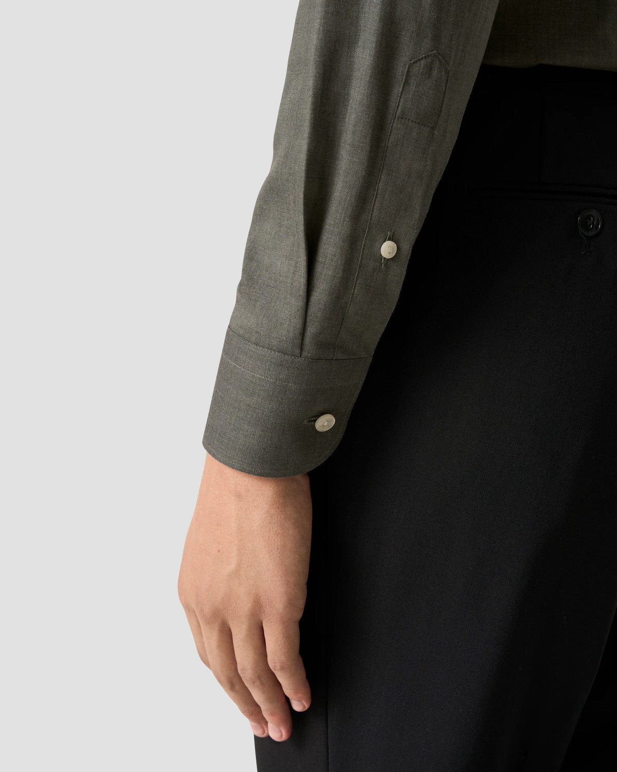 Enfärgad Signature Flannel-skjorta Classic - Mörkgrön