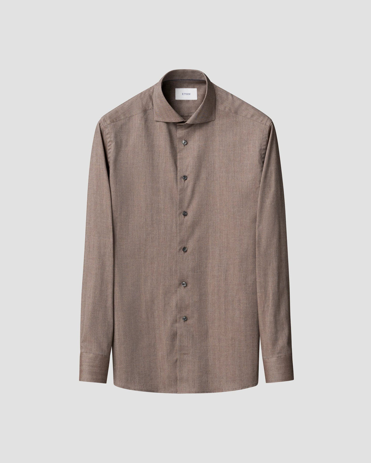 Enfärgad Signature Flannel-skjorta Classic - Mörkbrun