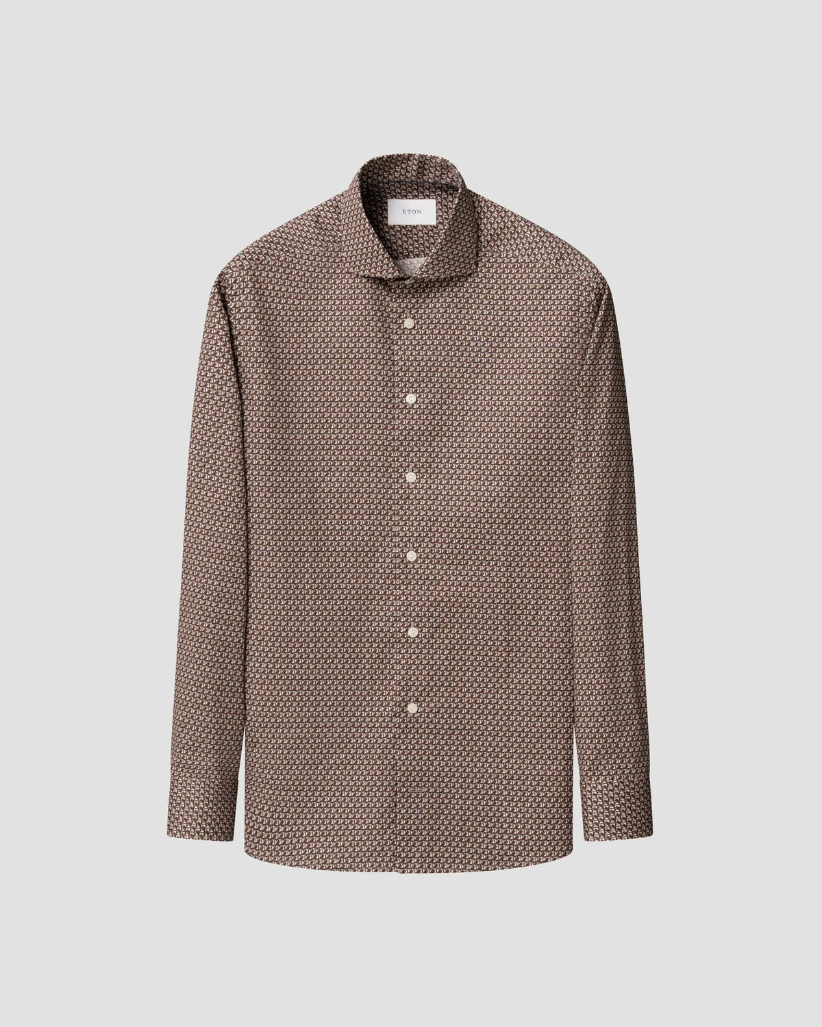 Eton mönstrad brun skjorta slim fit herr