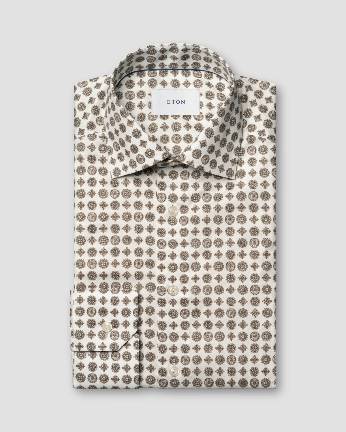 Signature Twill-skjorta med geometriskt mönster Classic - Brun