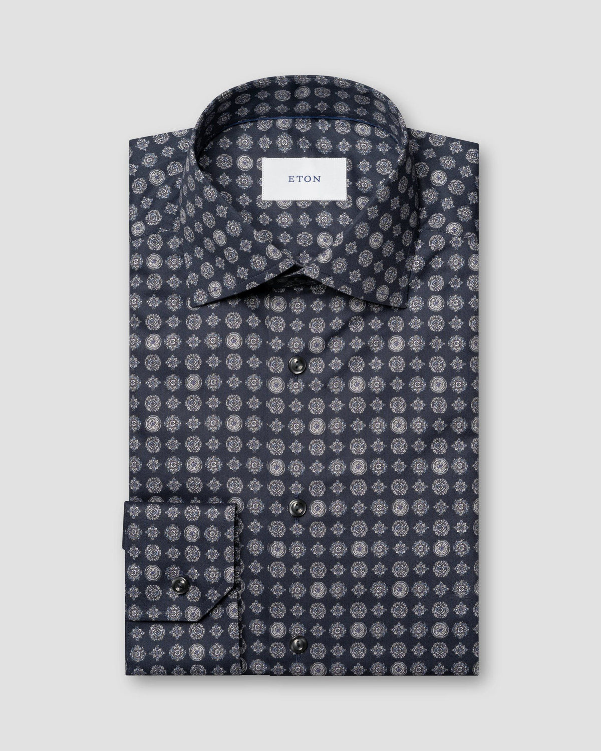 Signature Twill-skjorta med geometriskt mönster Classic - Marinblå