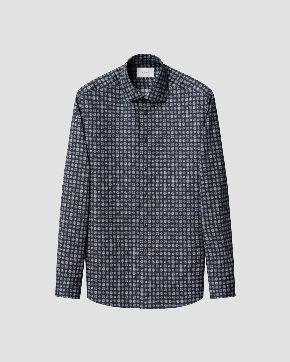 Eton mönstrad blå skjorta slim fit herr
