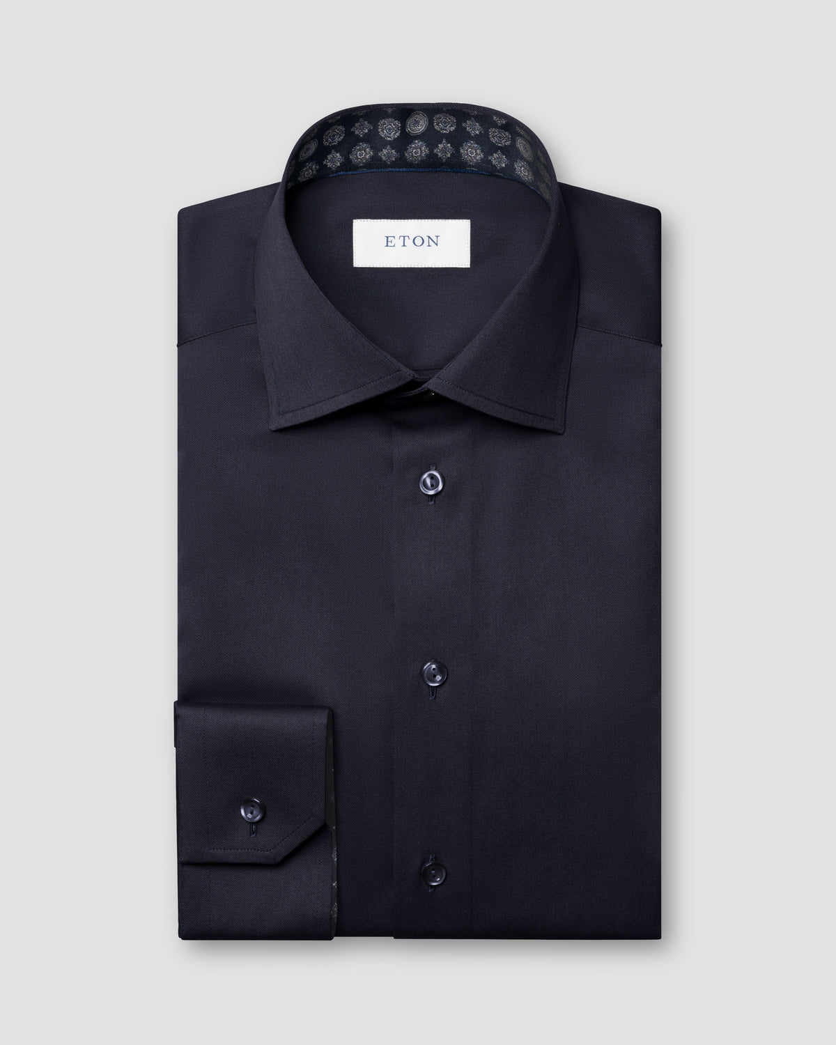 Eton Signature Twill-skjorta marinblå med geometriska detaljer