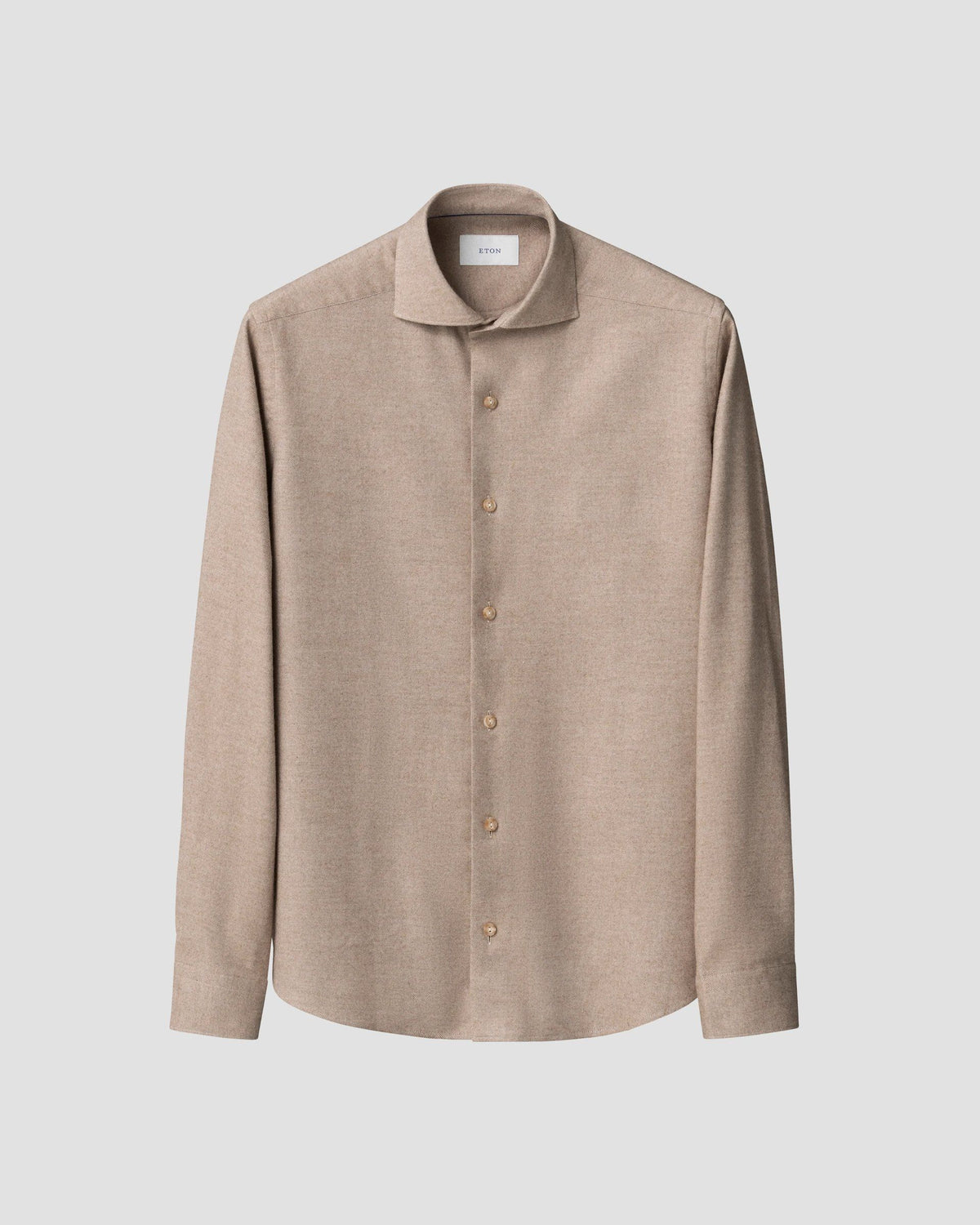 Enfärgad flanellskjorta Casual fit - Beige