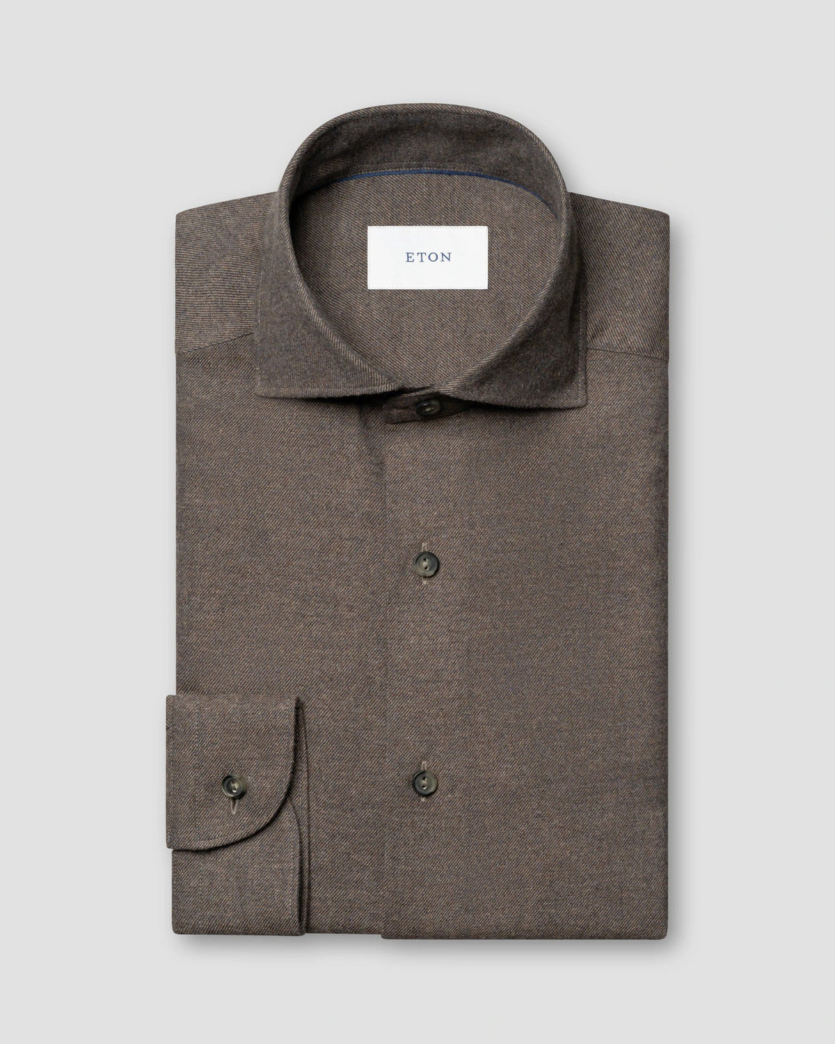 Enfärgad flanellskjorta Casual fit - Mörkbrun