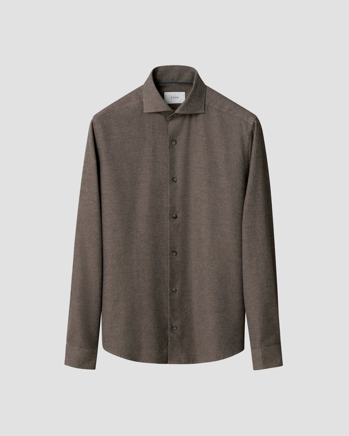 Enfärgad flanellskjorta Casual fit - Mörkbrun