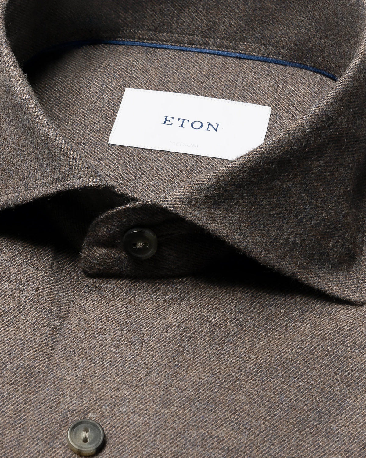 Enfärgad flanellskjorta Casual fit - Mörkbrun