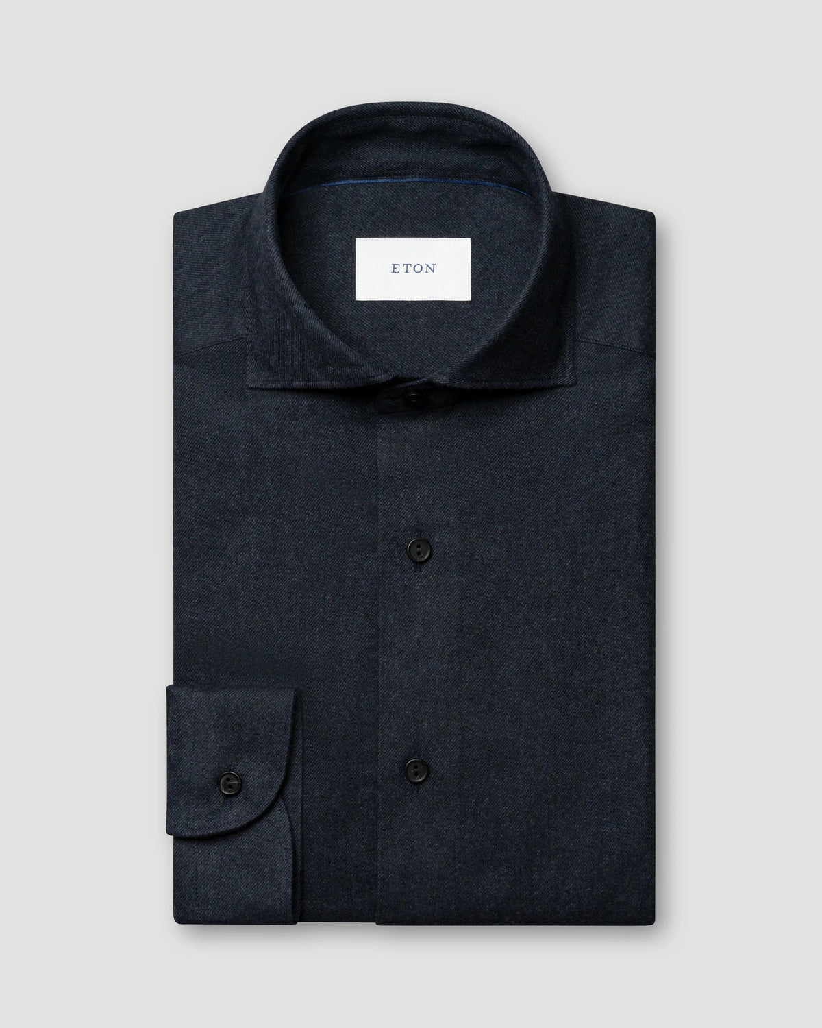 Enfärgad flanellskjorta Casual fit - Marinblå