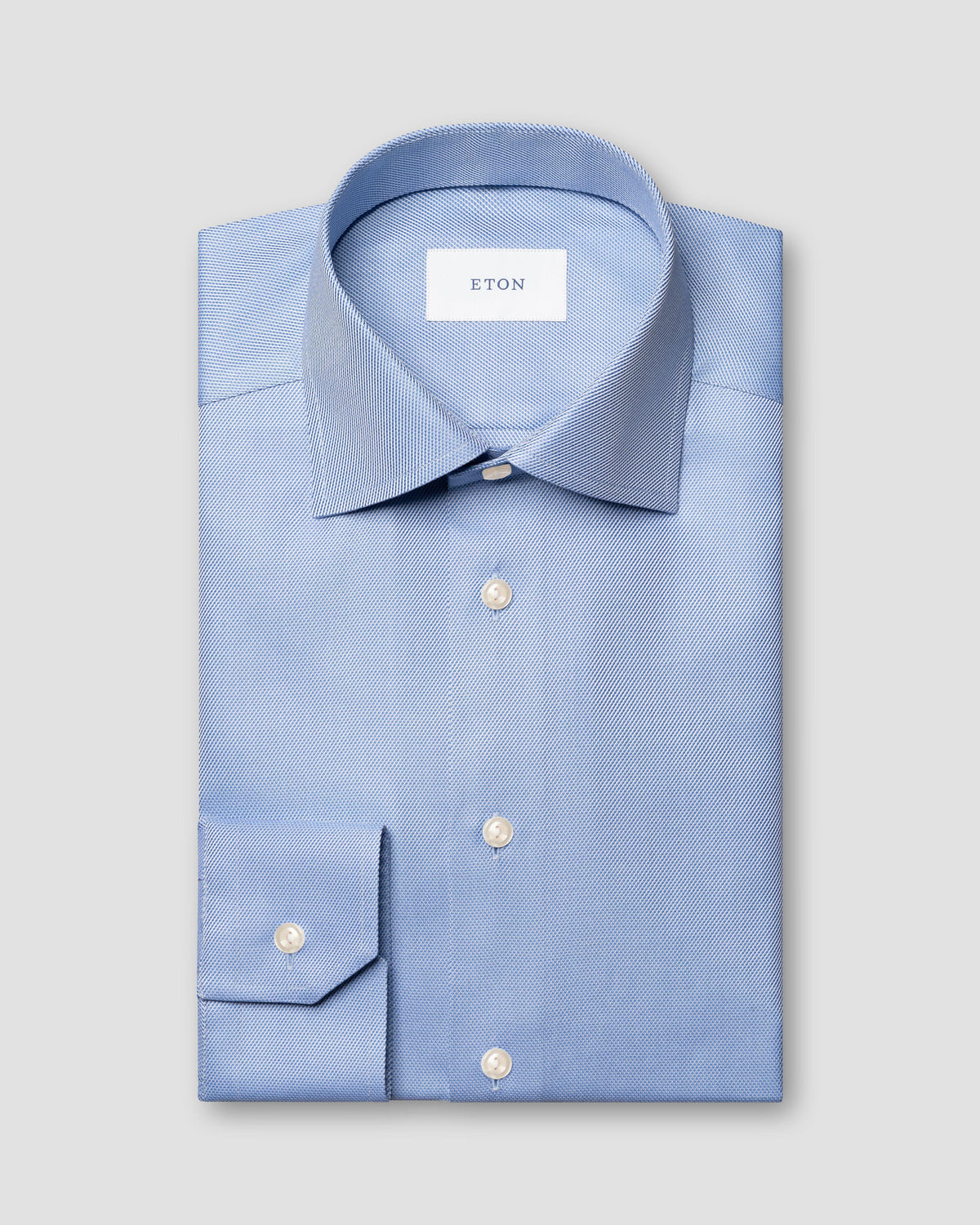 Eton mellanblå Signature Twill-skjorta Slim