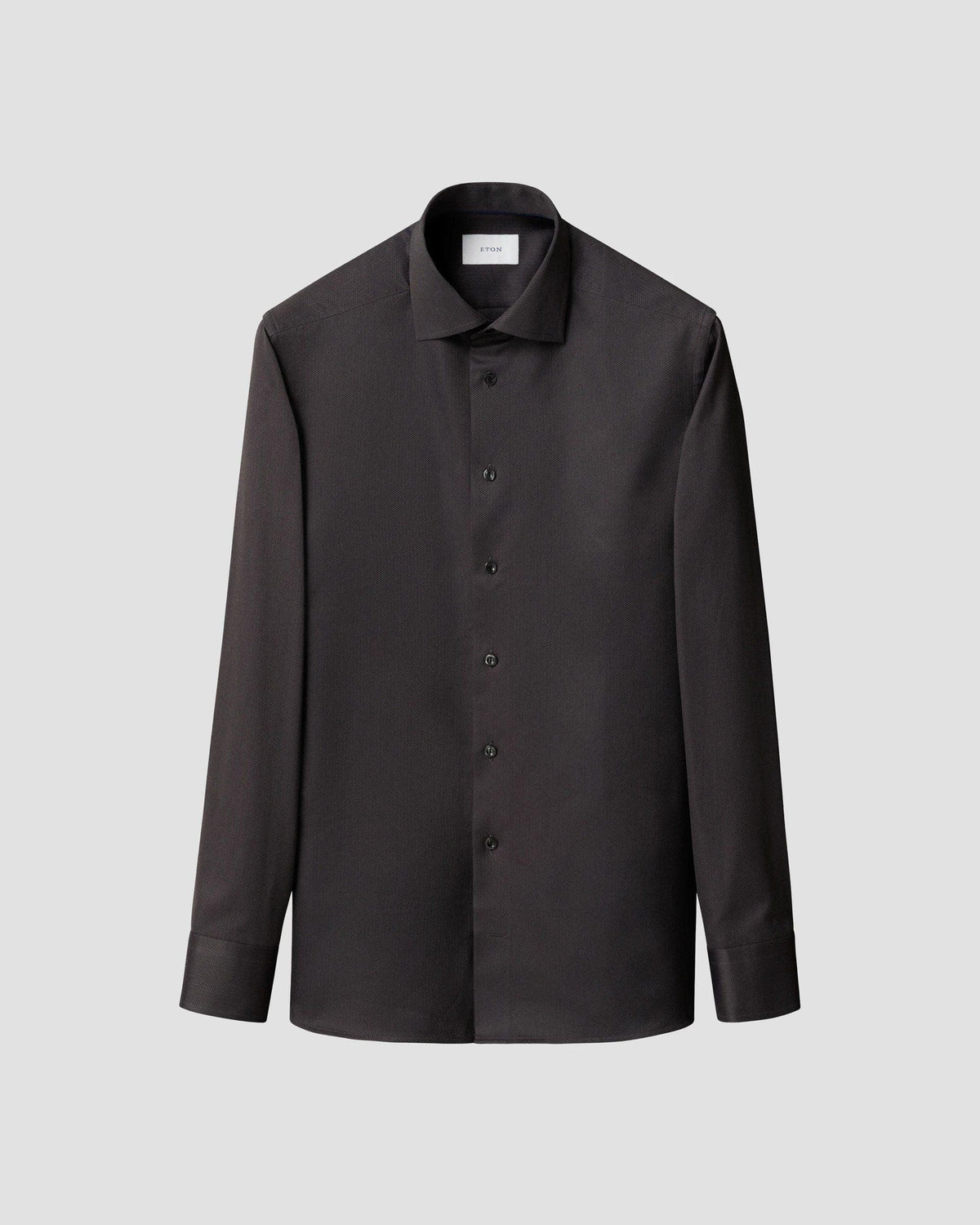 Eton Signature Twill-skjorta i fiskbensmönster slim fit svart