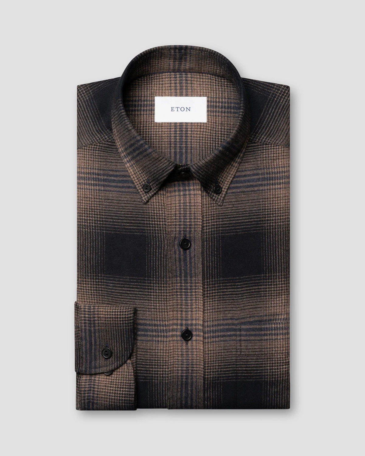 Eton blockrutig flanellskjorta casual fit i marinblått