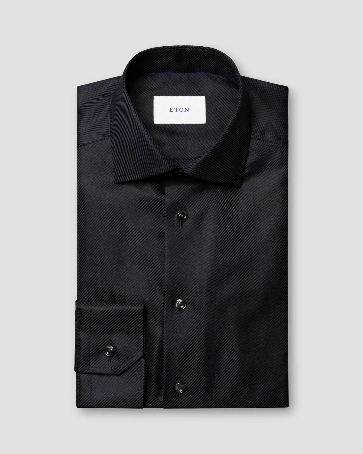 Eton svart Halvenfärgad King Twill-skjorta Contemporary