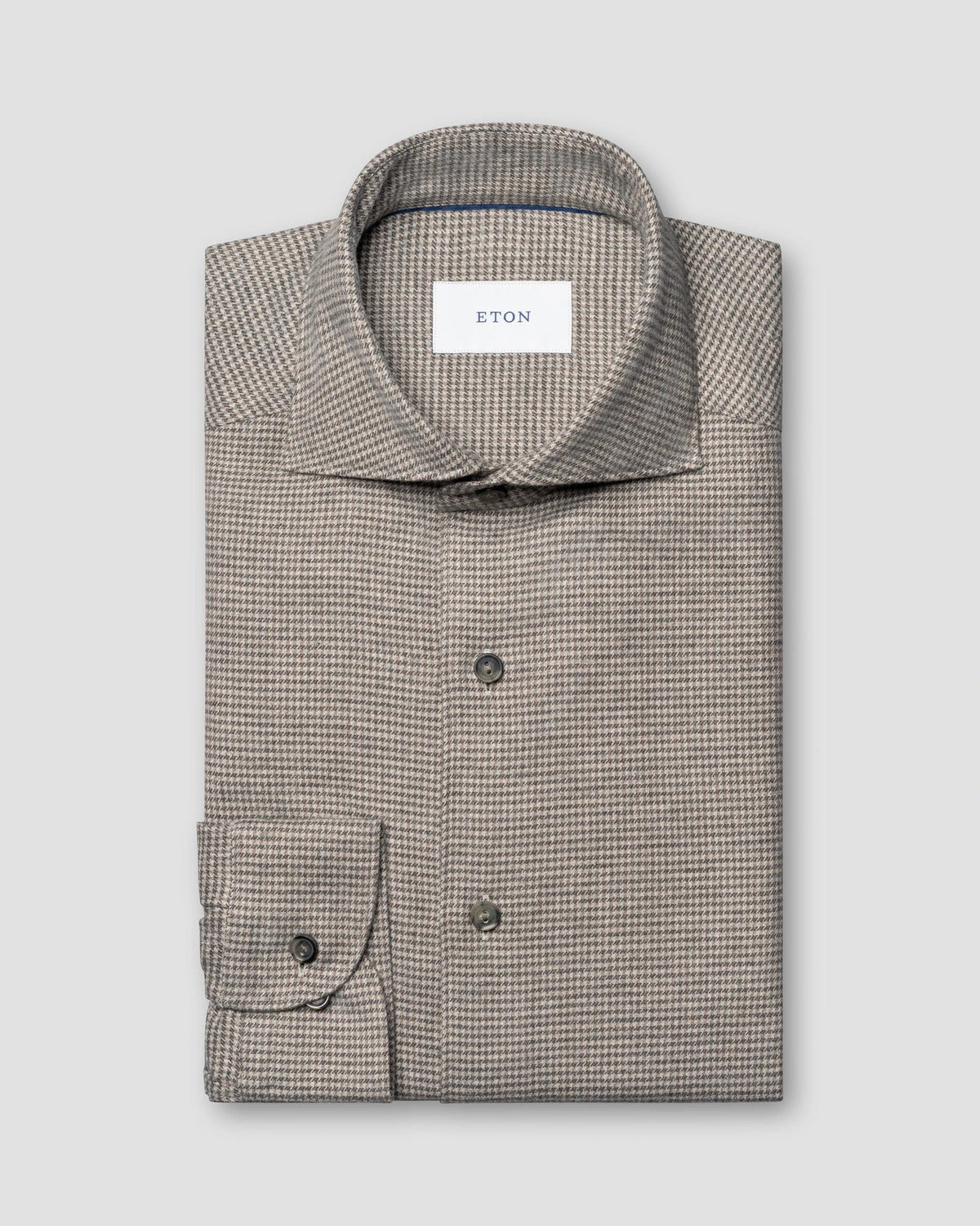 Hundtandsrutig flanellskjorta Casual fit - Mellangrå
