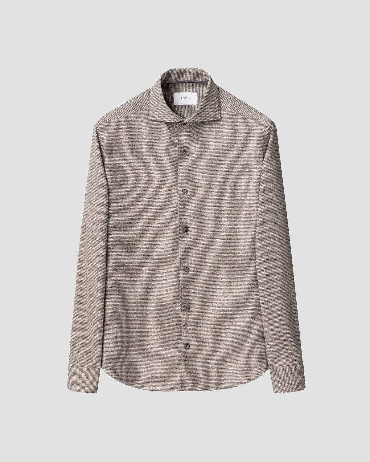 Eton hundtandsrutig flanellskjorta casual fit mellangrå