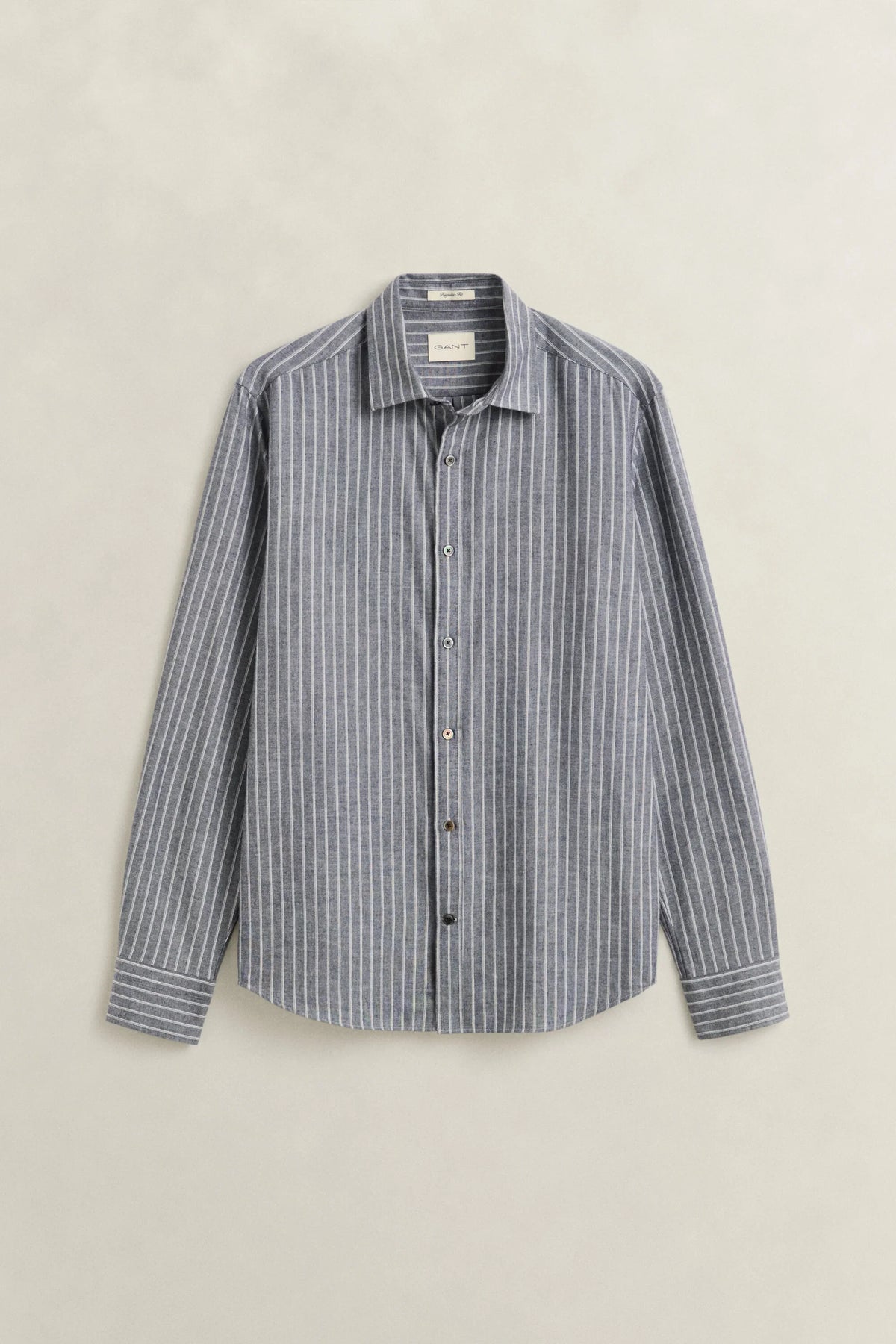 Gant mörkblåmelerad randig flannelskjorta regular fit