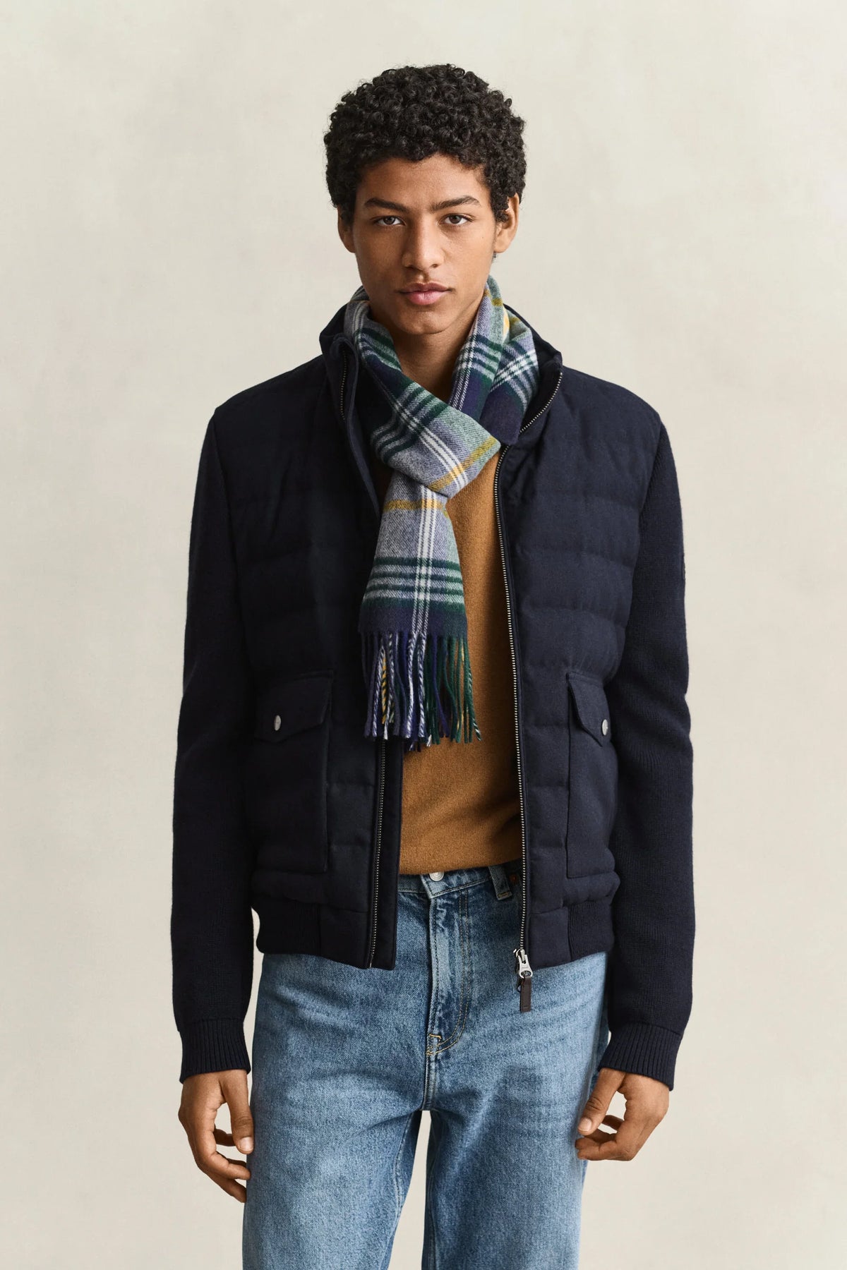 Gant Insulated Hybrid Flannel Jacket i färgen Evening Blue