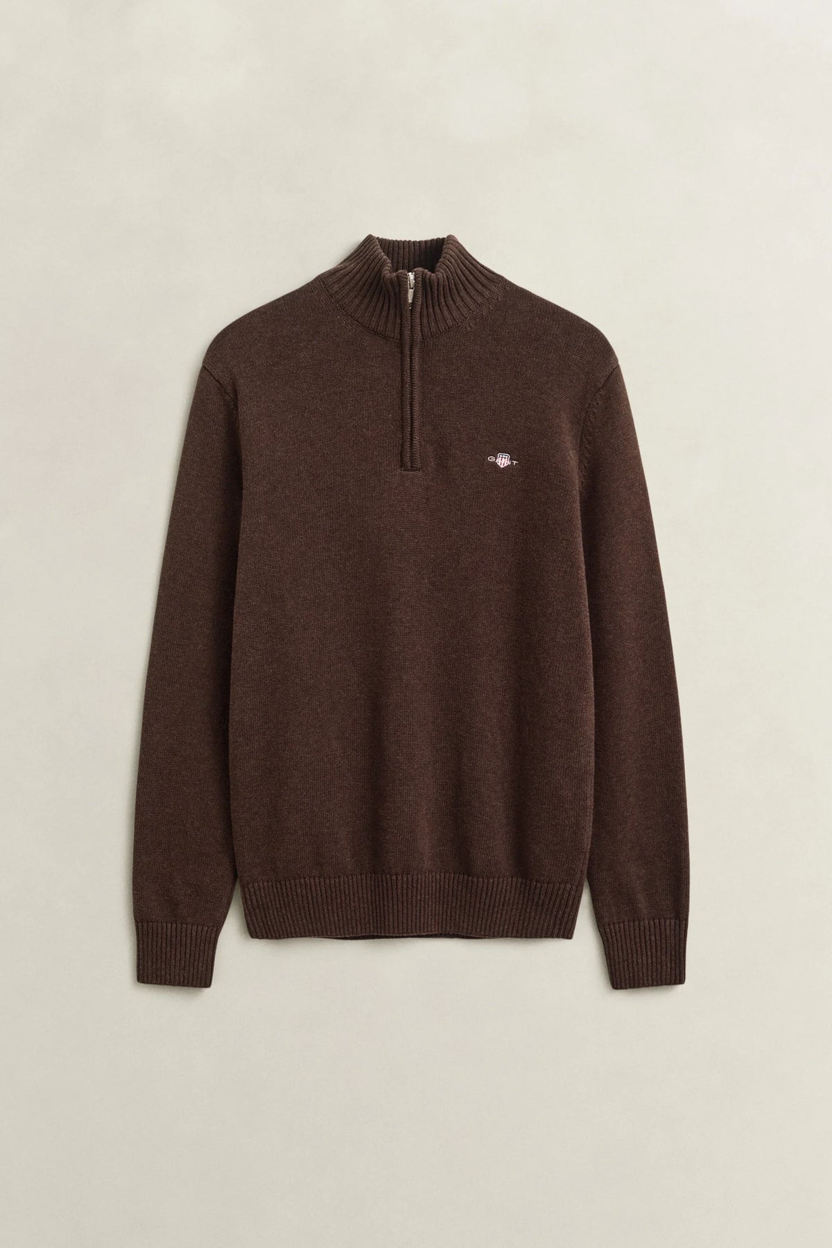 Gant Casual Cotton Halfzip i färgen black brown melange