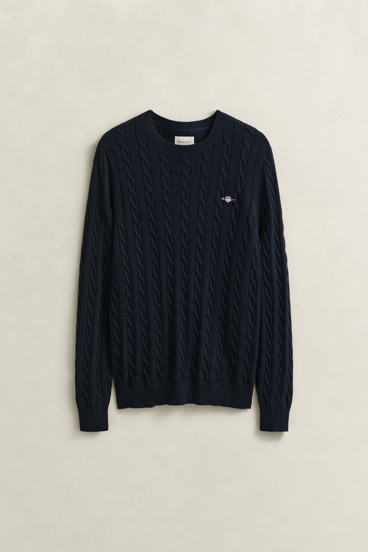 Cotton Cable C-Neck - 433 Evening Blue – flatlay