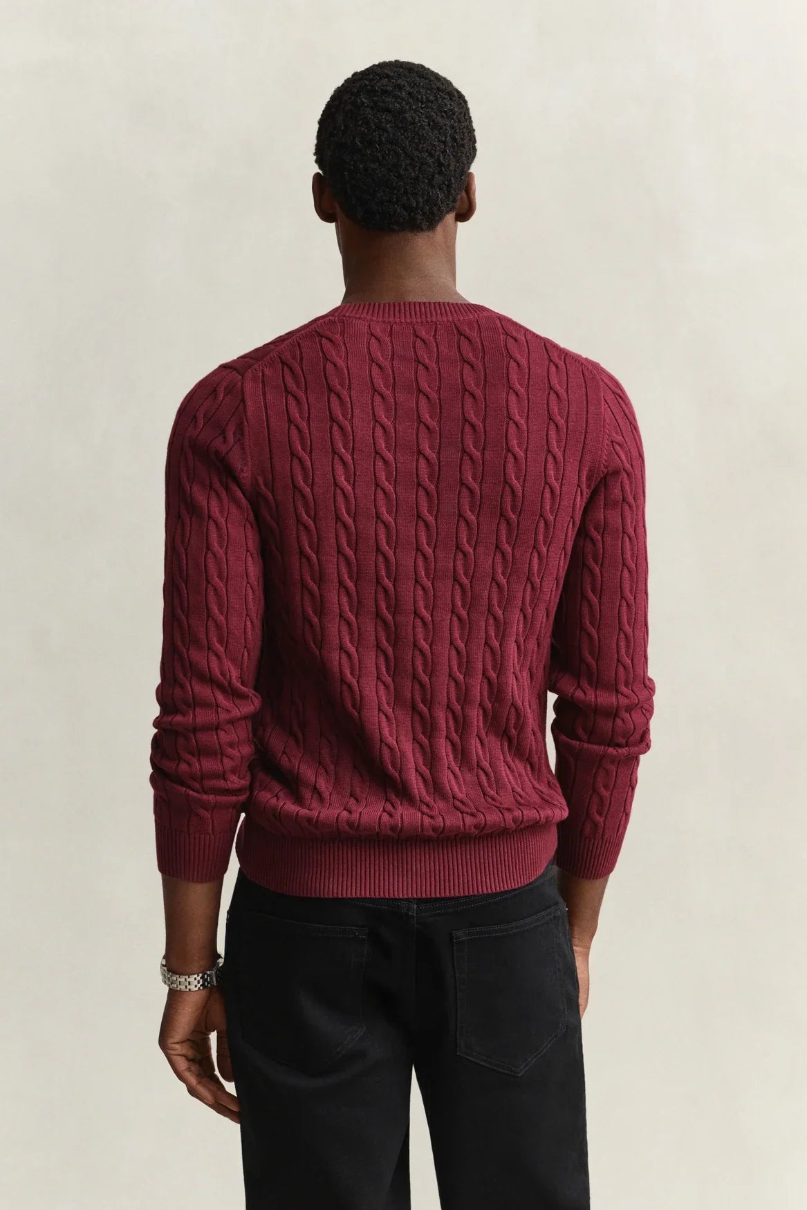 Gant Cotton Cable C-Neck stickad tröja i färgen Deep Grape Wine