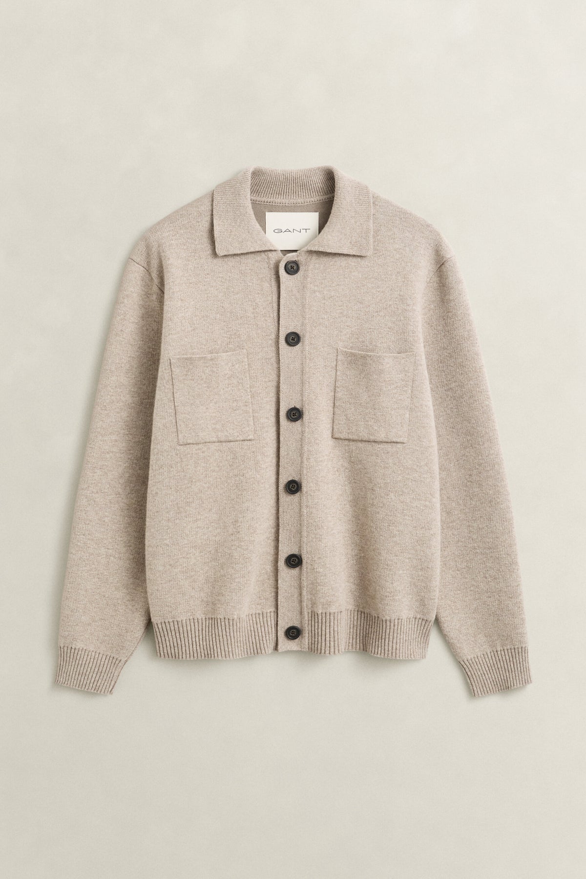 Double Knit Overshirt - 295 Dk. Sand Melange – flatlay
