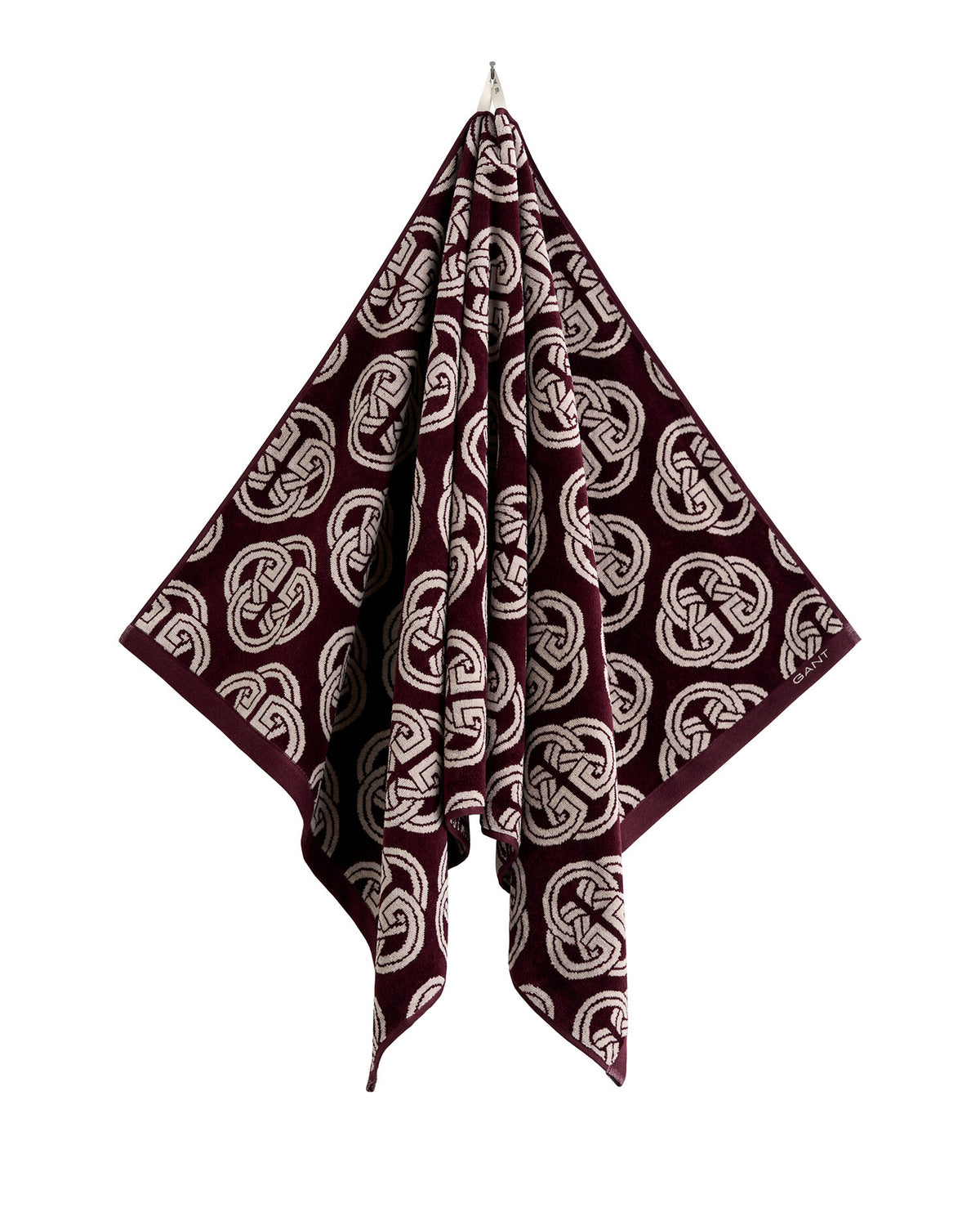 Monogram handduk 70 x 140 - Vinröd