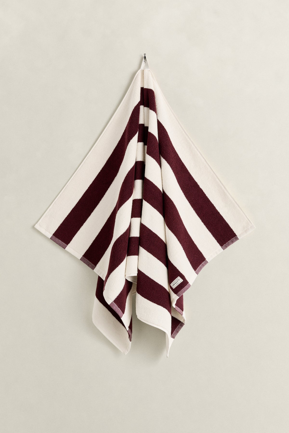 Randig handduk 70 x 140 - Vinröd