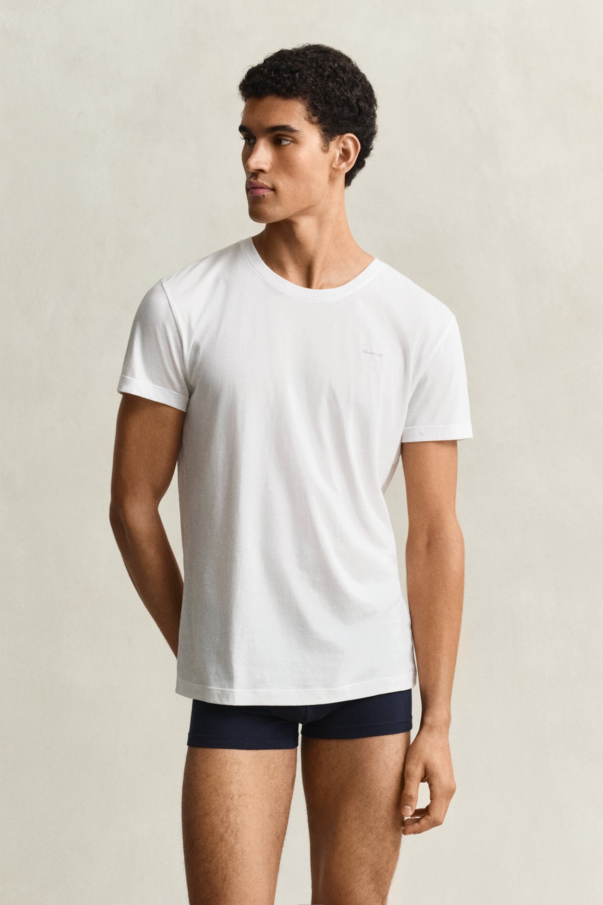 Tvåpack rundhalsade T-shirtar - Vit – framsida