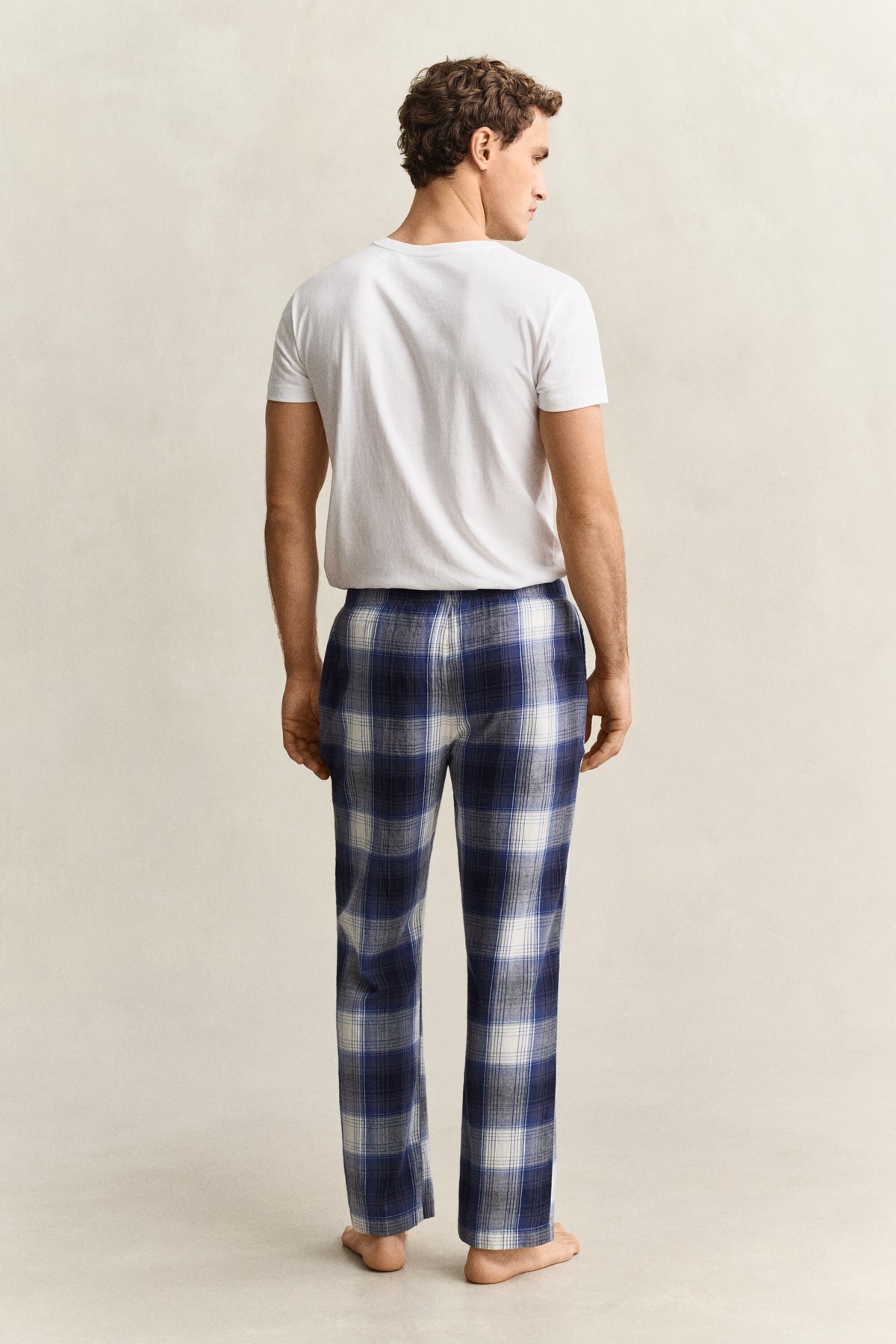 Flannel Checked Pyjama Pant - 410 Marine – modell bak