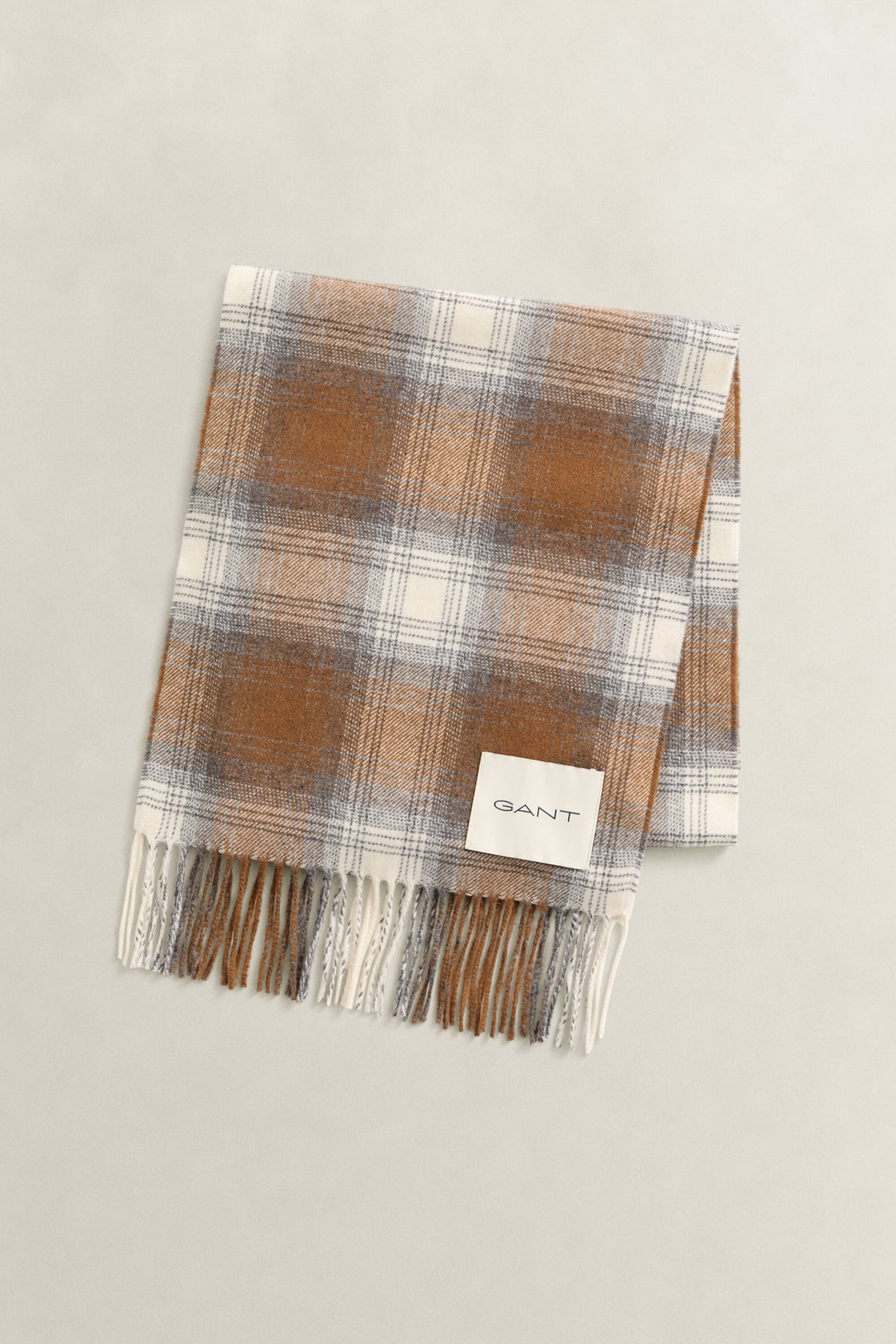 Checked Scarf - 273 Caramel Brown – flatlay