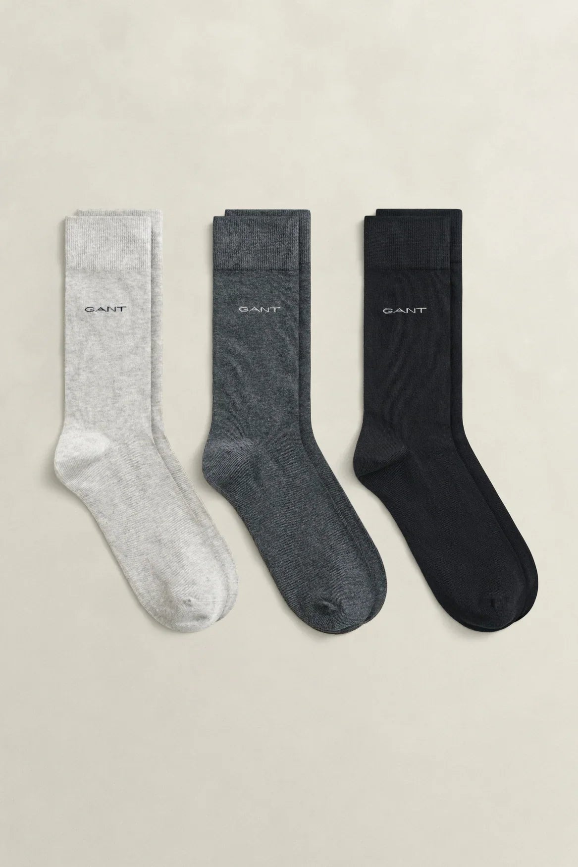 Gant Soft Cotton Socks 3-pack i grått, mörkgrått och svart