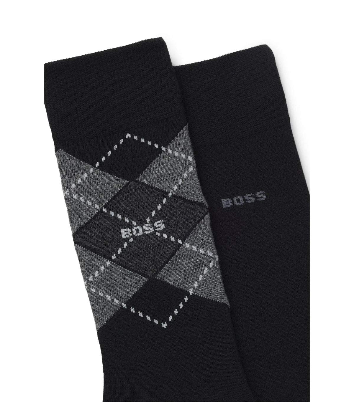 BOSS Black svarta strumpor i normallängd med rutmönster