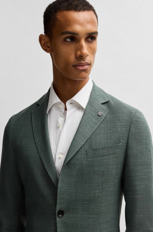 Kavaj i melange stretchtyg - Grön