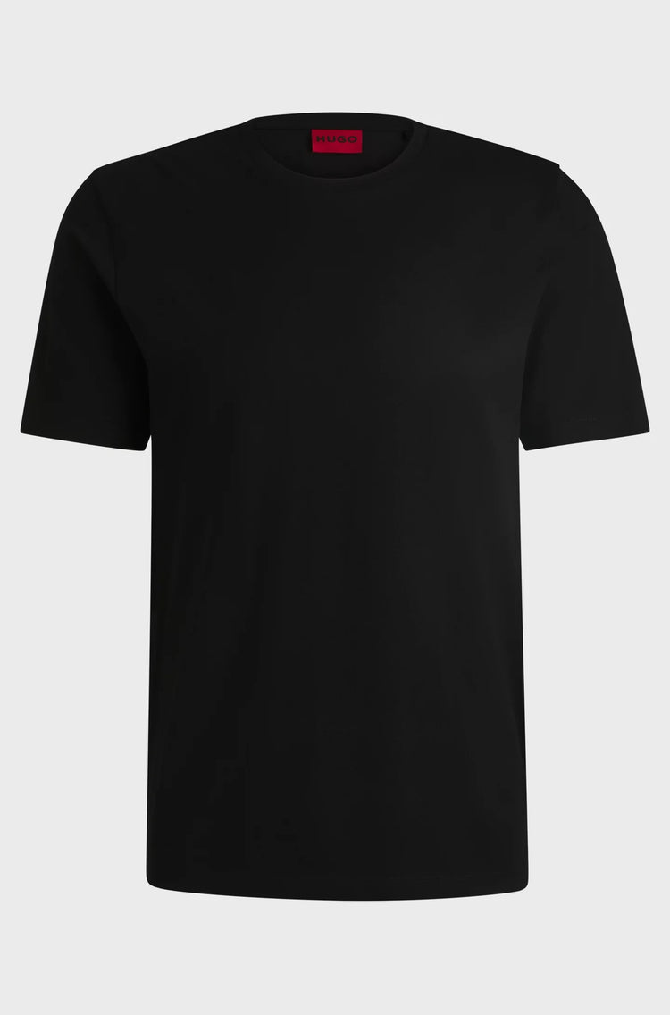 Regular fit t-shirt i merceriserad stretchig bomull - Svart
