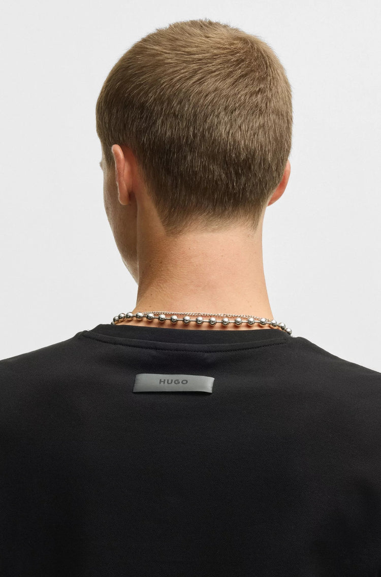 Regular fit t-shirt i merceriserad stretchig bomull - Svart
