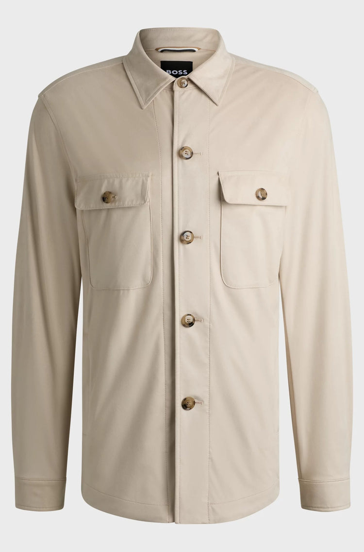 Relaxed fit-overshirt i superstretchigt tyg - Open White
