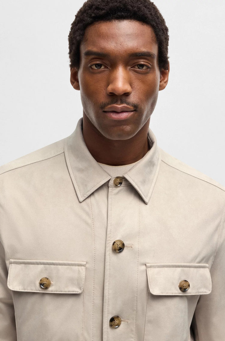 Relaxed fit-overshirt i superstretchigt tyg - Open White